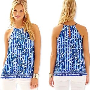 Lilly Pulitzer Silk Samba Top Santorini Blue Size XS